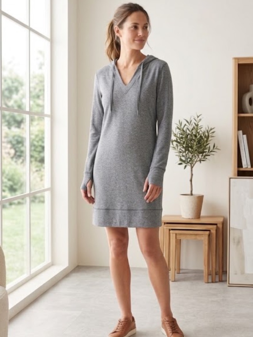 Athleta Bliss Hoodie Dress Heather Gray Size M Style 243067 Athleisure Cozy